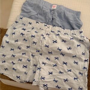 Blue and White Bow Print Pajama shorts (2 pack)